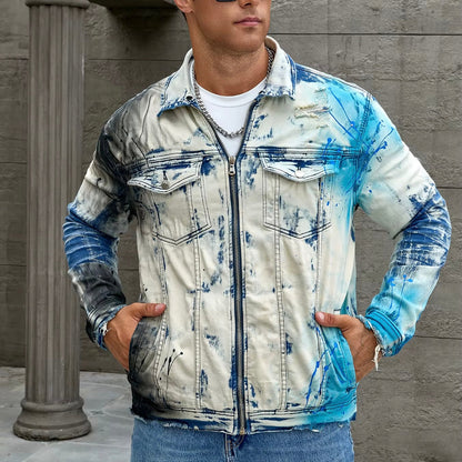Blue Splatter Denim Jacket